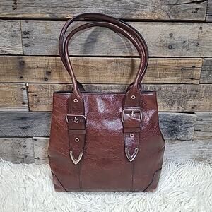 Vintage Western Buckle Shoulder Bag Brown Wilsons Leather